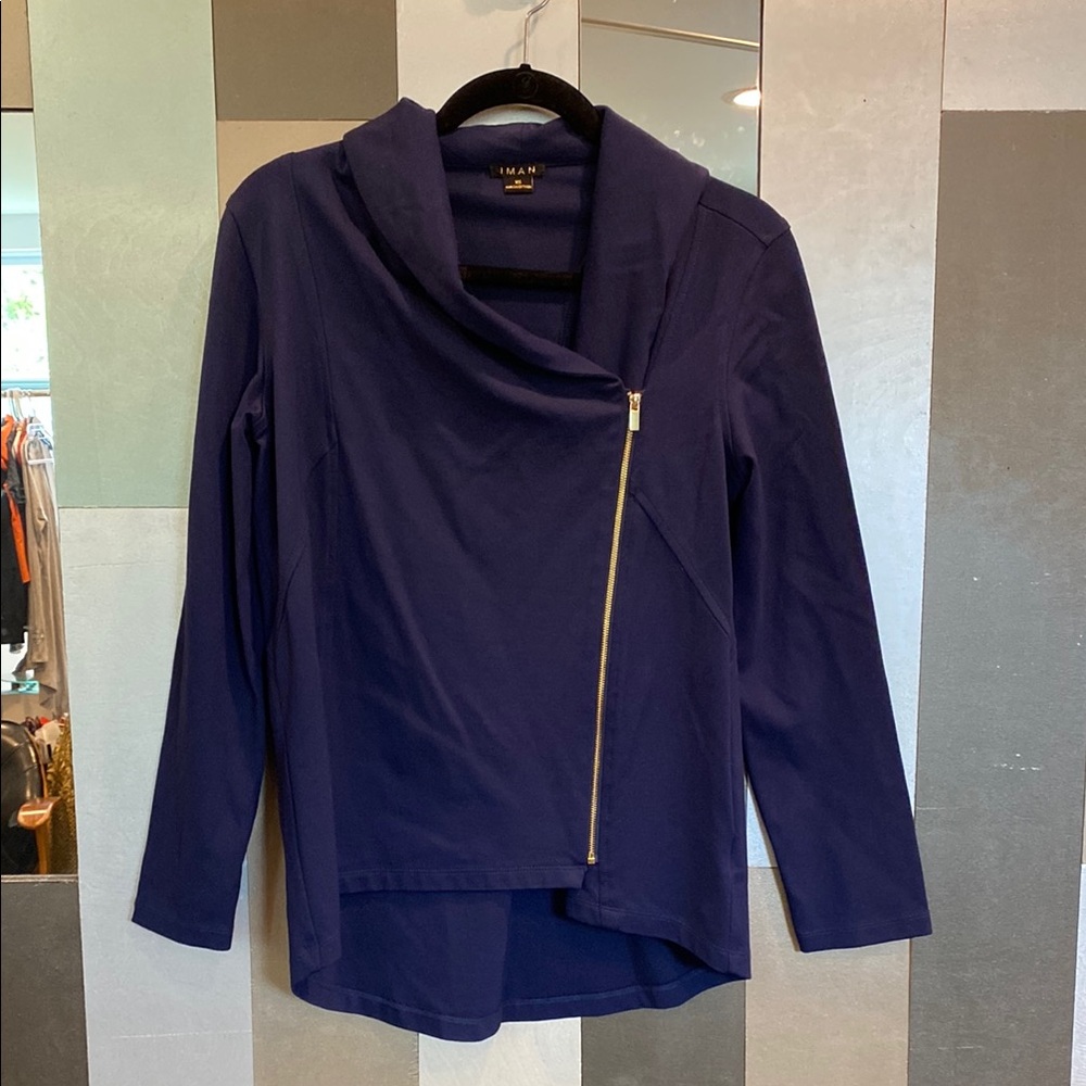 IMAN Navy Blue Asymmetrical Jacket